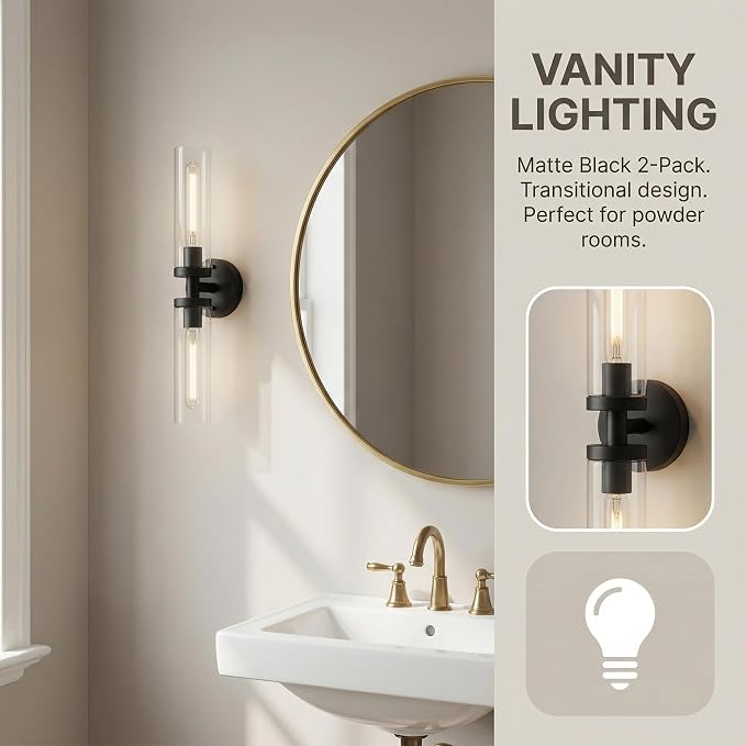 Wall Sconces Set of 2, Hardwired Bathroom Light Fixtures, Modern Bathroom - Image 8
