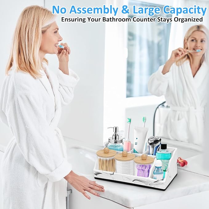 Marble Toothbrush Holder for Bathroom Organizer Countertop, Toothbrush Organizer - Image 2