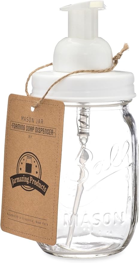 Jarmazing Products Mason Jar Foaming Soap Dispenser – White – - Image 3