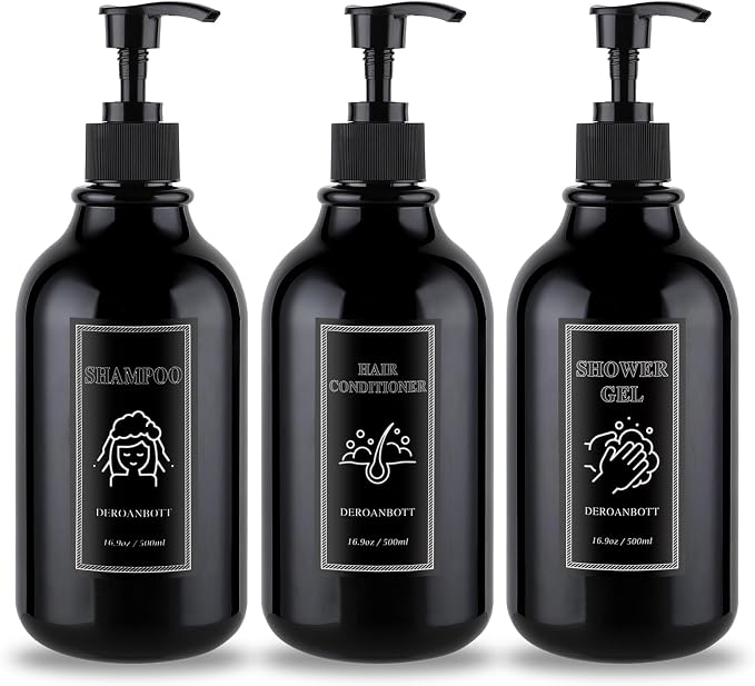 Shampoo and Conditioner Dispenser, Refillable Plastic Shampoo Pump Bottles by Unknown