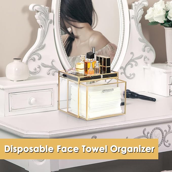 Sumnacon Disposable Face Towel Holder Glass Face Towel Storage Box - Image 2