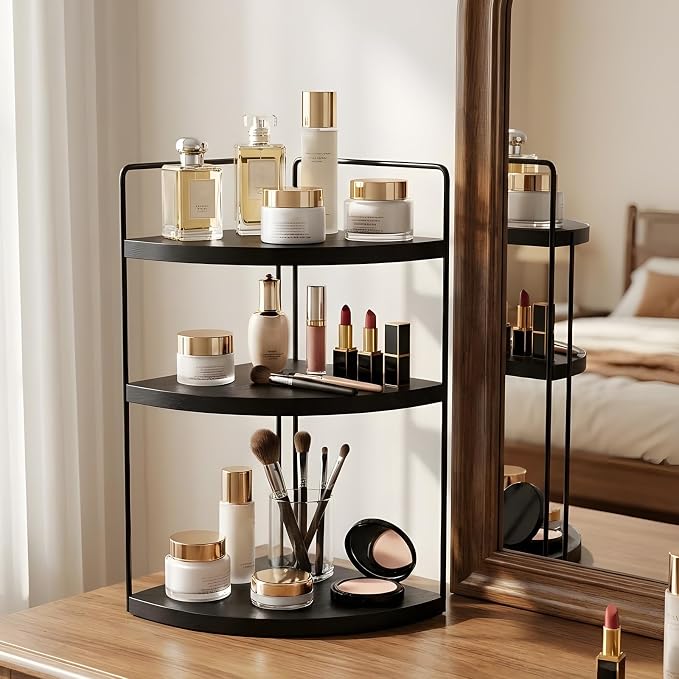 Corner Bathroom Counter Organizer Countertop Black, 2 Pack 3 Tier Corner Shelf - Image 8