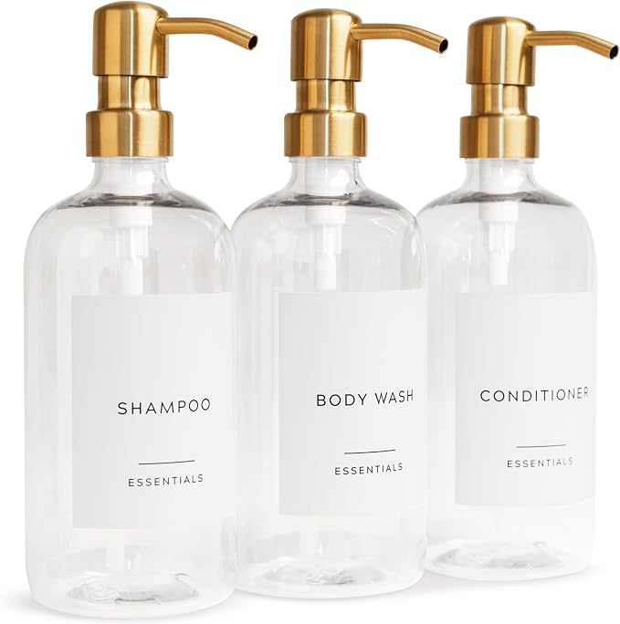 Stylish Shampoo and Conditioner Dispenser Set of 3 - Image 8
