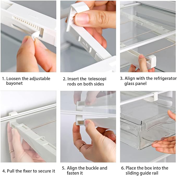 URALFA Fridge Drawer Organizer, Adjustable Refrigerator Drawers - Image 6