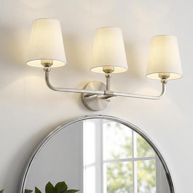 3-Light Bathroom Light Fixtures, Brushed Nickel Vanity Lights - Image 7