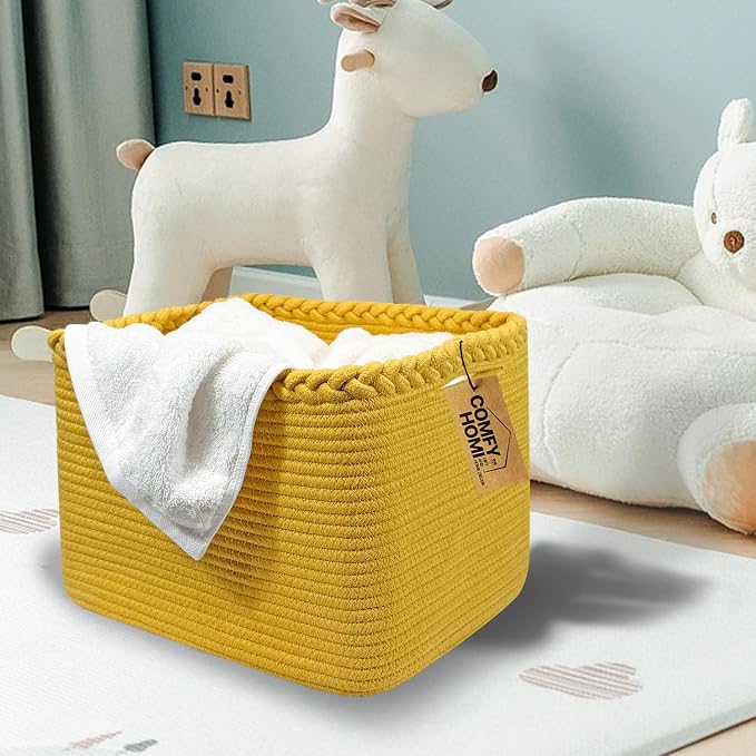 COMFY-HOMI Square Woven Cotton Rope Basket - Image 3
