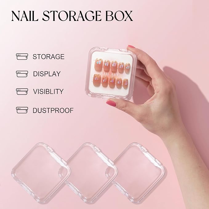 9 Pcs Press On Nail Storage Box, Transparent Acrylic Fake Nail Case - Image 2