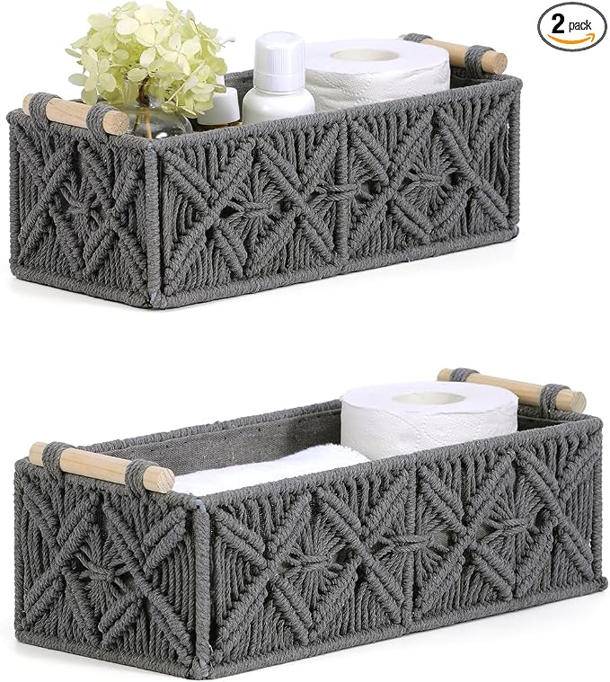 Nonam Macrame Storage Baskets, Boho Decor Style Woven Storage Boxes by Unknown