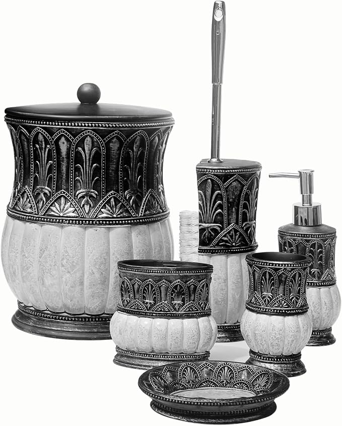6 Pieces Pumkins Bathroom Accessories Set Including Trash Can, Toothbrush by LUANT