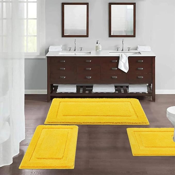 SHACOS Yellow Fall Bathroom Rugs Sets 3 Piece, Soft Fluffy Water Absorbent - Image 2