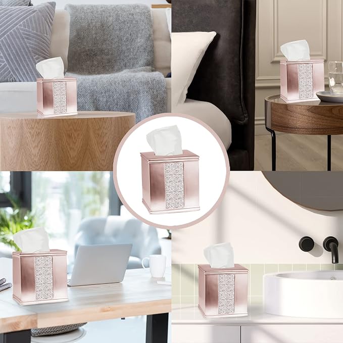 Zahari Home 2pc Sinatra Modern Bath Accessories Set Waste Basket & Tissue Box - Image 7