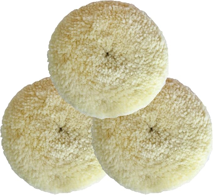 Wool Buffing Pad Kit 7Inch 3PCS, 100% Natural Wool Car Auto Hook and Loop Grip - Image 6