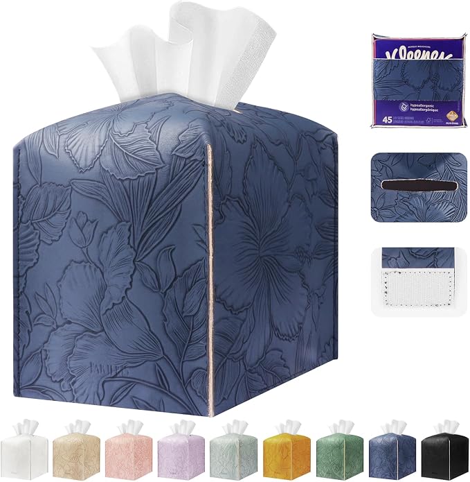 Square Tissue Cube Cover PU Leather Tissue Organizer by DecorateYourHome