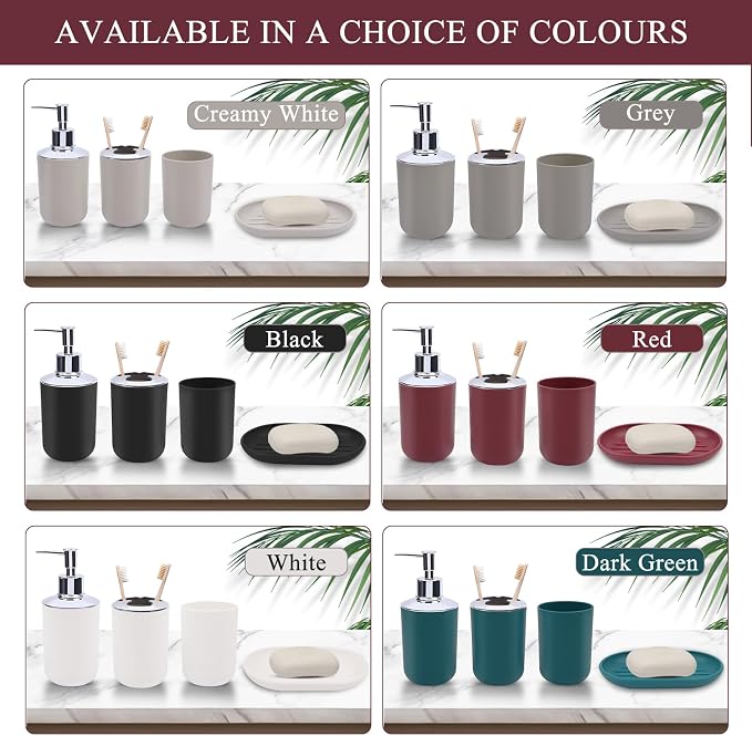4 Piece Bathroom Accessories Set, Plastic Bathroom Accessory Set, Toothbrush - Image 6