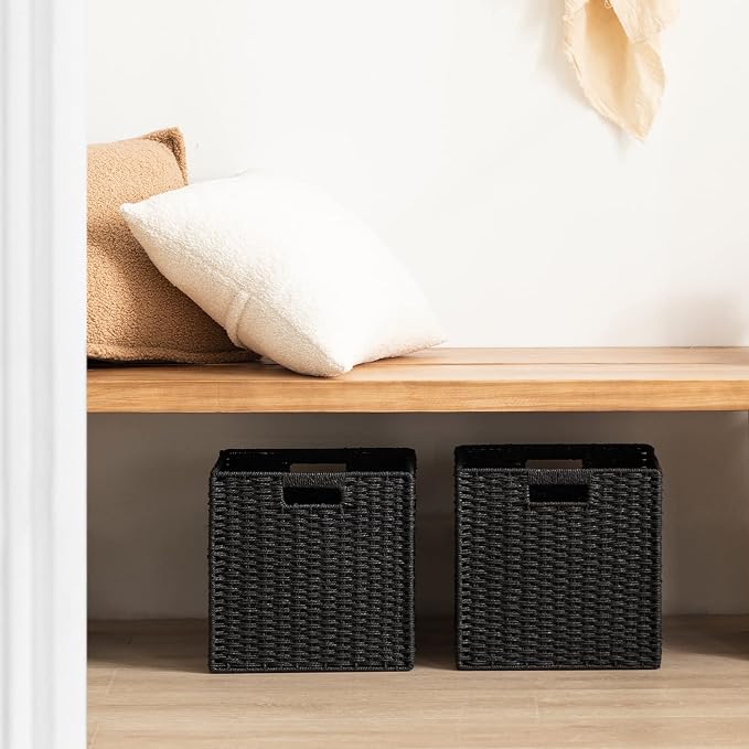 UBBCARE 3 Pack Wicker Basket, 11L×11H×10.5W inch Woven Paper Rope Storage - Image 8