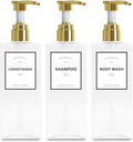 Shampoo Dispenser Bottles with Gold Pump, YACEYACE 16.9oz Set of 3 Clear by YACEYACE