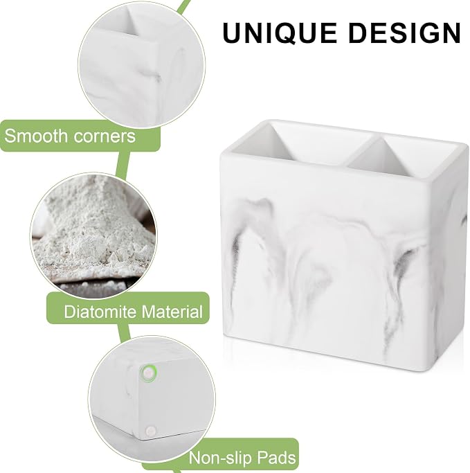 Diatomite Toothbrush Holder 2 Slots Tooth Brush Holder - Image 4