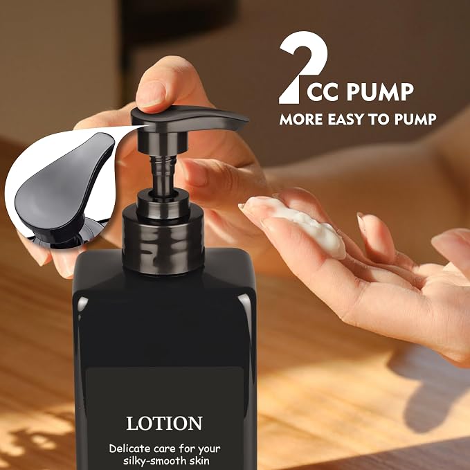 Refillable Shampoo and Conditioner Dispenser Plastic Shampoo Pump Bottles Set - Image 3