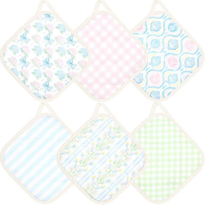 6 Pack Pot Holders 100% Cotton Heat Resistant Potholder, Machine Washable Pot by Unknown