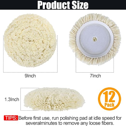 12 PCS Wool Buffing Polishing Pads 7 Inch, Natural Wool Cutting Pads - Image 2