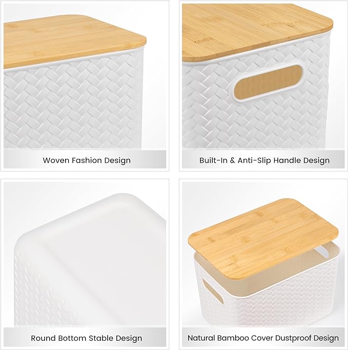 4 Packs Storage Bins with Bamboo Lids - Image 3