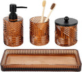 Bathroom Accessories Set, Toothbrush Holder, Qtip Holder Dispenser and Vanity by Deobath