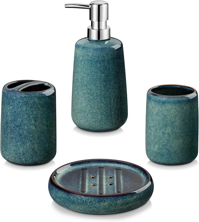 vancasso Green Bathroom Accessories Set, Ceramic Soap Dispenser and Toothbrush by vancasso