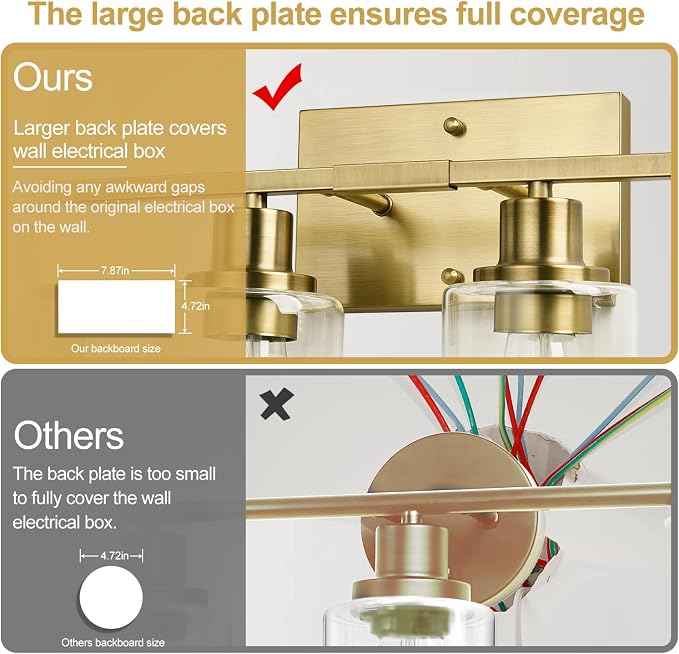 4 Light Bathroom Light Fixtures, Brass Vanity Lights - Image 4