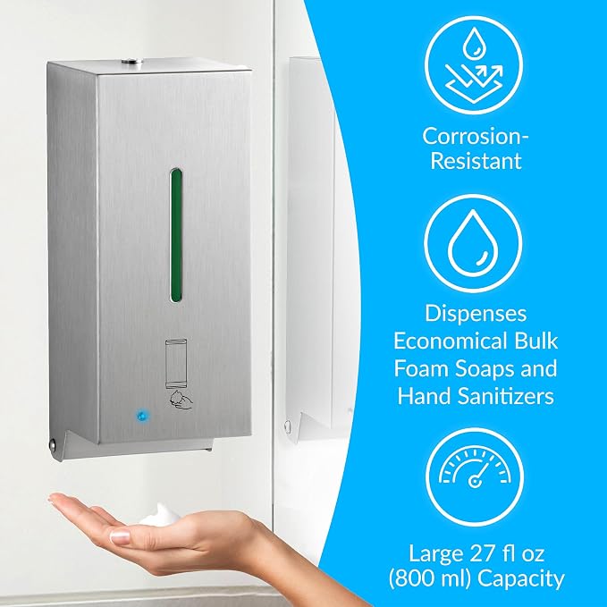 BOBRICK 2013 Stainless Steel Automatic Wall-Mounted Foam Soap Dispenser - Image 3