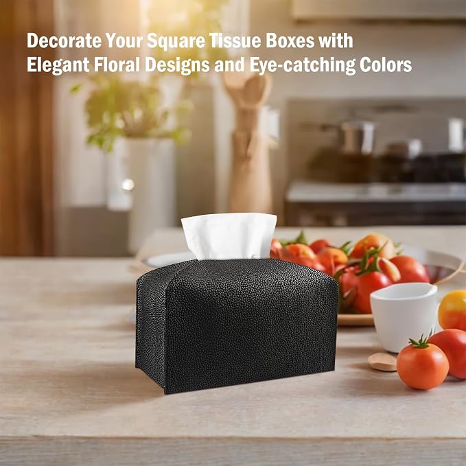 Tissue Box Cover PU Leather Tissue Holder Rectangle Facial Tissue Case Tissue - Image 2
