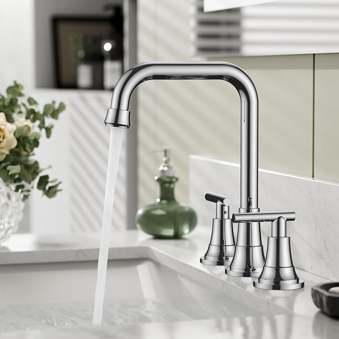 FORIOUS Widespread Bathroom Faucets Polished Chrome, 3 Hole Faucet - Image 8