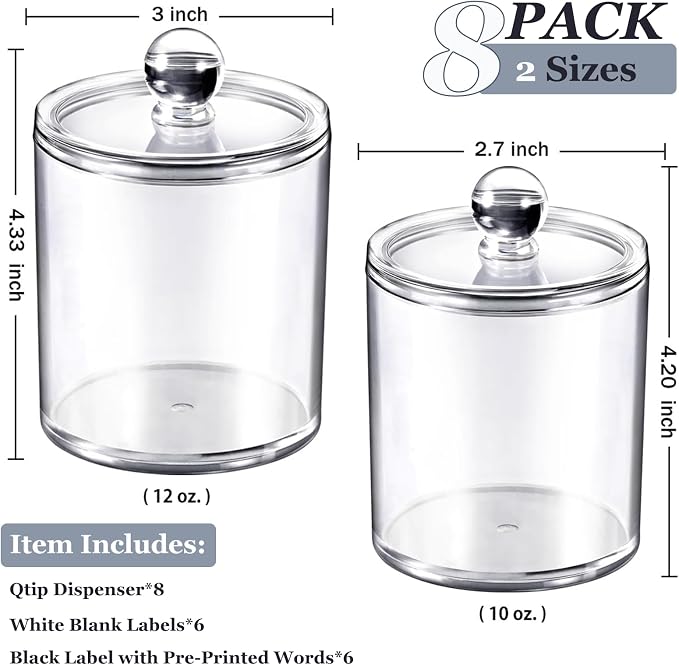 SheeChung 8 Pack Clear Acrylic Apothecary Jars - Image 4