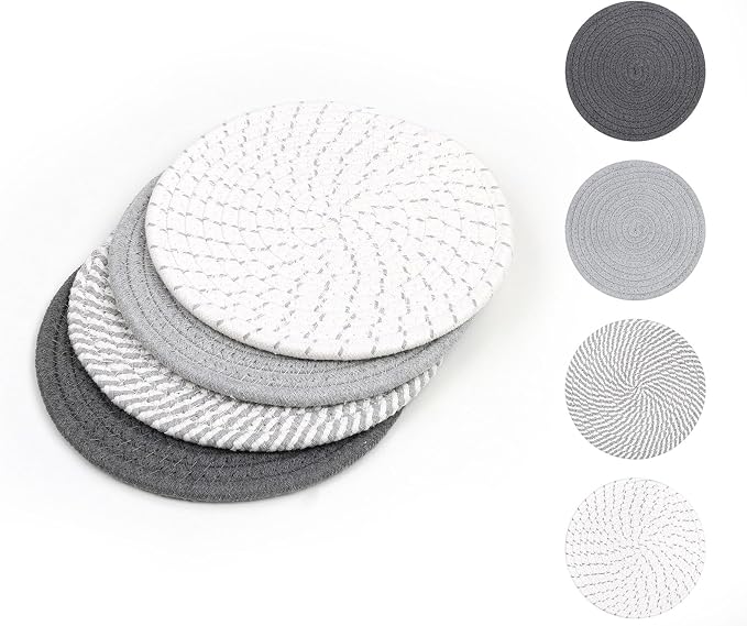 SHACOS 8 Inches Trivets for Hot Dishes, 4 Pieces Cotton Trivets Mats for Kitchen by SHACOS
