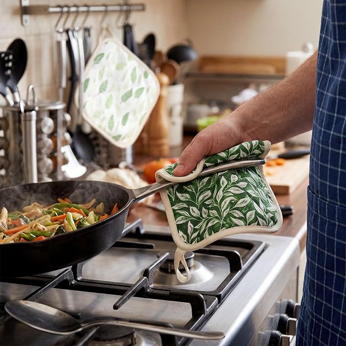 6 Pack Pot Holders 100% Cotton Heat Resistant Potholder, Machine Washable Pot - Image 4