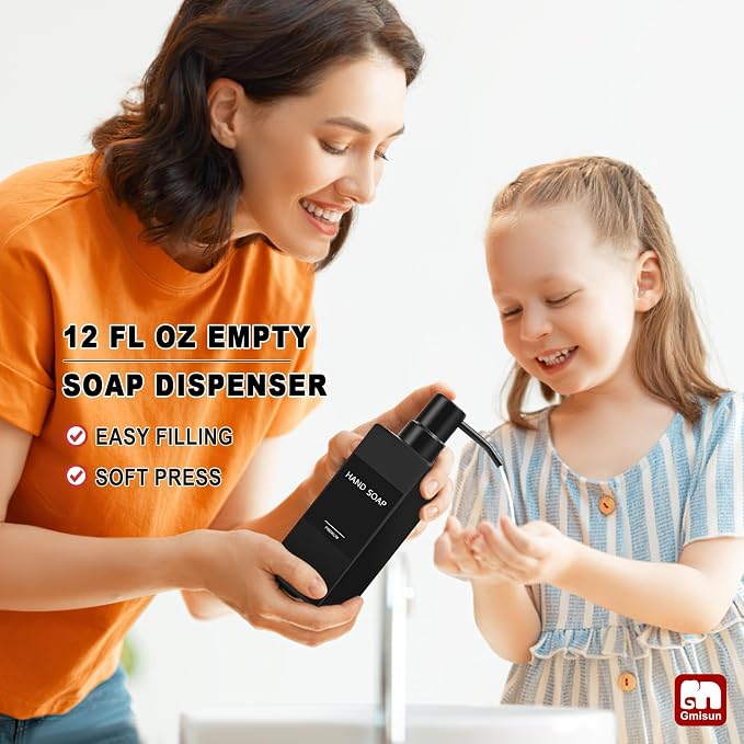 GMISUN Black Soap Dispenser Bathroom, Glass Hand Soap Dispenser - Image 7