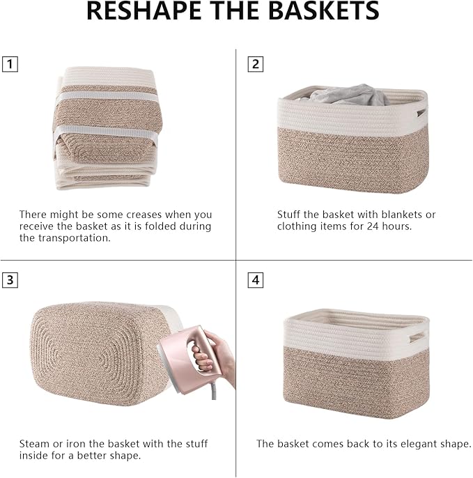 4 Pack Storage Baskets for Organizing, Woven Baskets for Shelves - Image 6