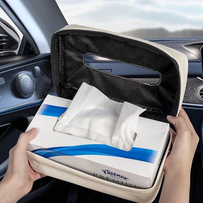Car Tissue Holder, Standard PU Leather Napkin Organizer - Image 6