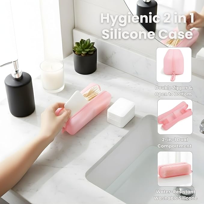 Cotton Pad Swab Travel Case – 2-in-1 Portable Waterproof Qtips Dispenser - Image 5