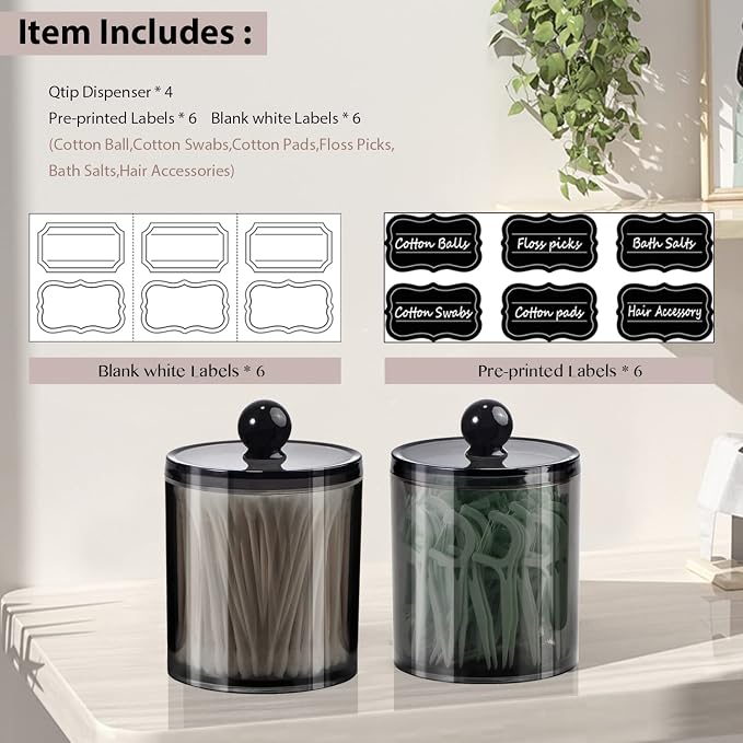 SheeChung 4-Pack Black Acrylic Apothecary Jars - Image 4