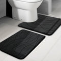 YIHOUSE Memory Foam Black Bathroom Rug Sets 2 Piece, Ultra Absorbent Bath Mat by YIHOUSE