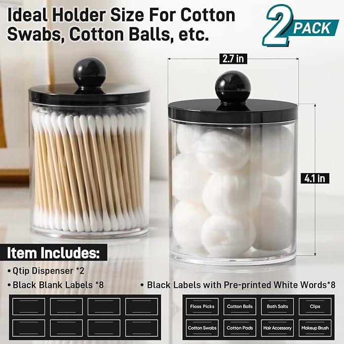 2 Pack Acrylic Qtip Holder Dispenser - Image 3