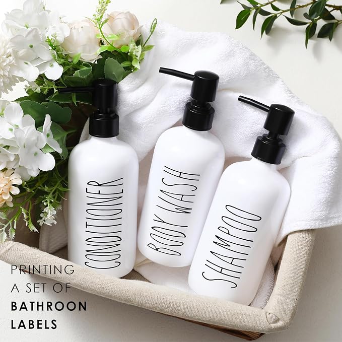 HOMCDALY Shampoo and Conditioner Dispenser Set of 3, 21oz Shower Soap Bottles - Image 5