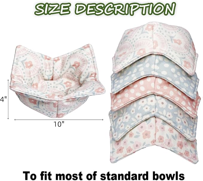 Cotton Microwavable Bowl Cozy, Microwave-Safe Hot Bowl Holders, Soup bowl Cozy - Image 2