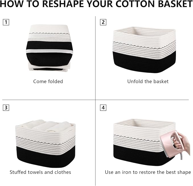 4 Pack Storage Baskets for Organizing, Decorative Cotton Rope Baskets for - Image 8