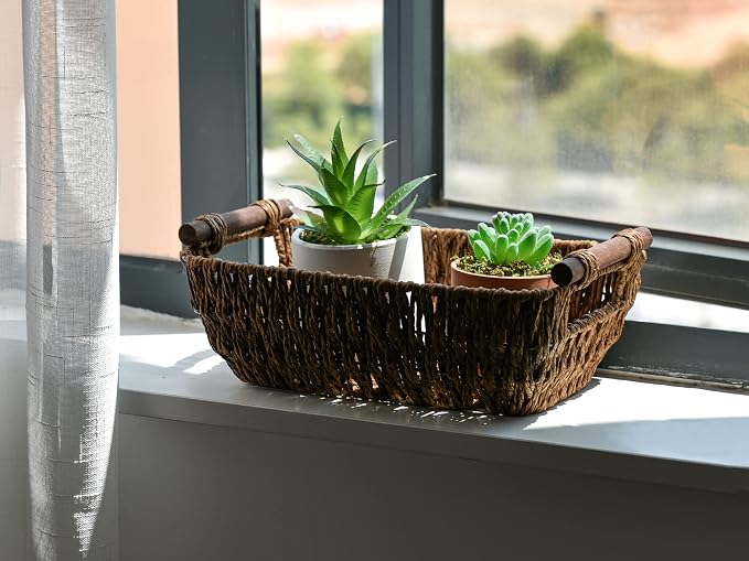 StorageWorks Handwoven Small Wicker Baskets, Round Paper Rope Storage Baskets - Image 7
