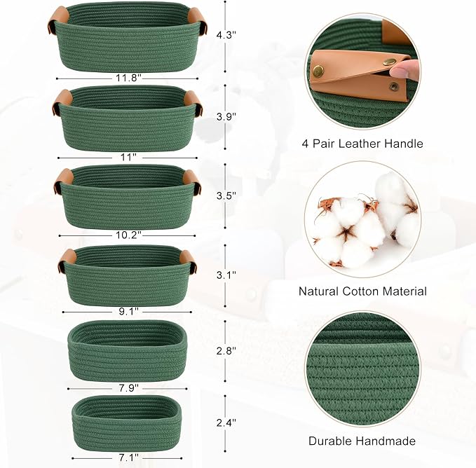 Storage Baskets for Organizing, Small Woven Basket Set of 6-4 Shelf Basket - Image 4