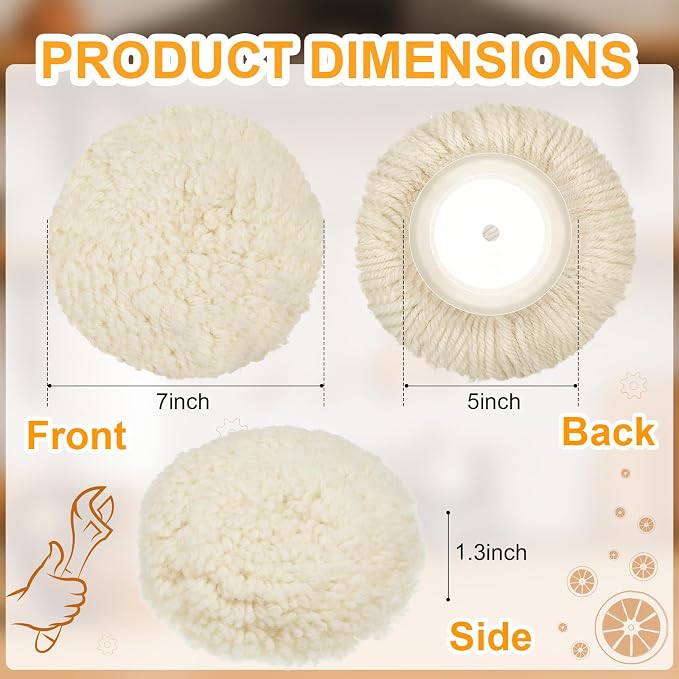 Tallew 6 Pcs 5 Inch Wool Polishing Pad Hook Loop Buffing Pad - Image 2