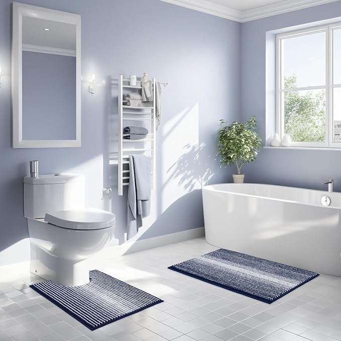Bathroom Rugs Sets 2 Piece, Toilet Rugs U-Shaped, Contour Bath Mat Set - Image 2