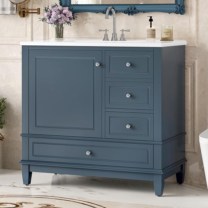36" Bathroom Vanity with Sink, Harper & Bright Designs Free Standing Single - Image 3