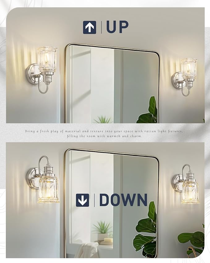 Brushed Nickel Wall Sconce, HWH Modern Sconce Wall Lighting Vanity Sconce Lights - Image 4